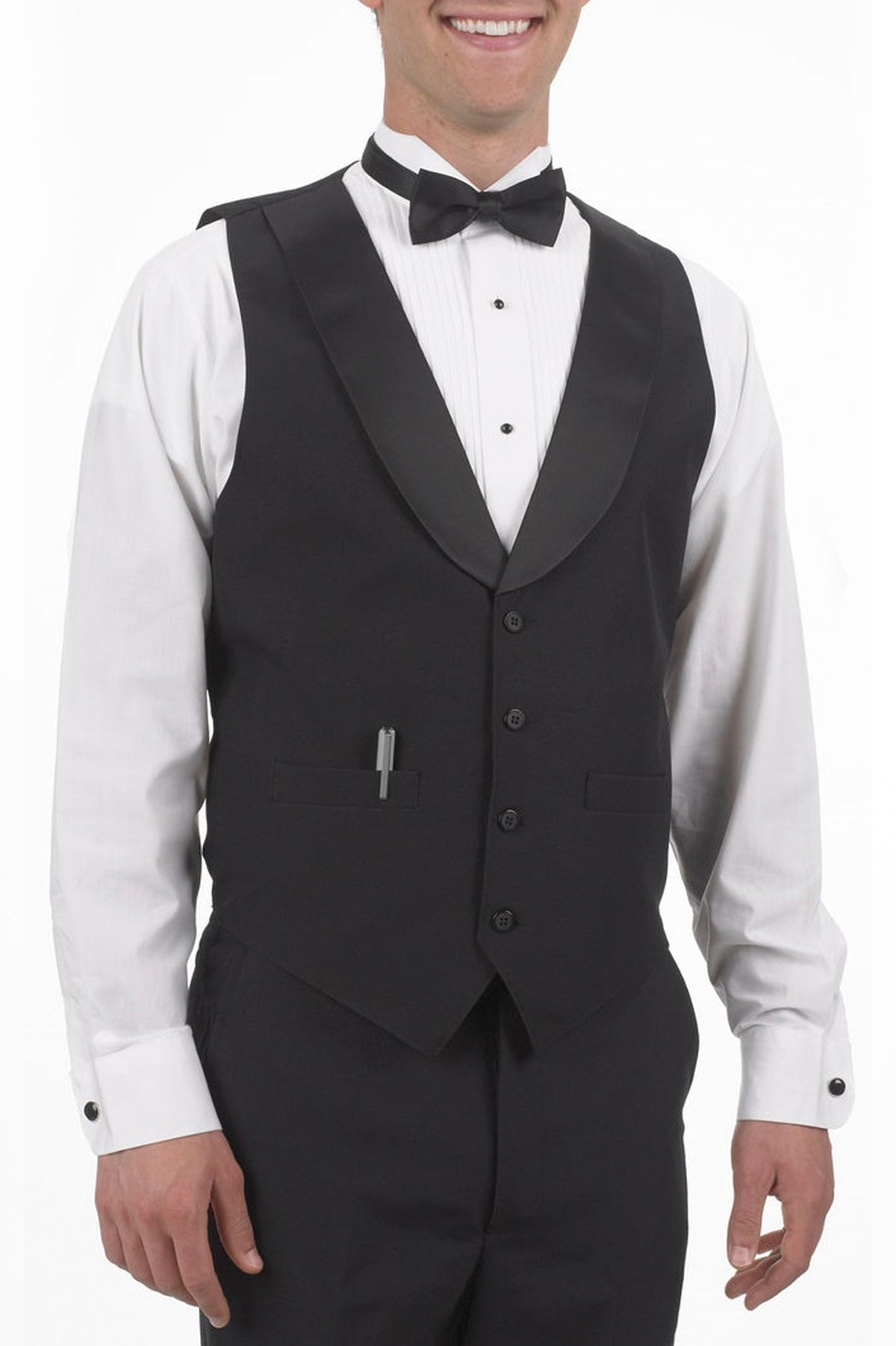 Men's Black Satin Shawl Lapel Vest
