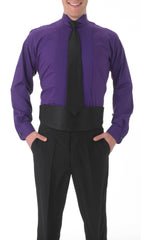 Men's Purple, Wing Tip Collar, Long Sleeve Tuxedo Shirt with ¼″ Pleats
