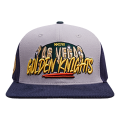 NHL VEGAS GOLDEN KNIGHTS CORDUROY VISOR WOOL SNAPBACK HAT (GRAY/MIDNIGHT NAVY)