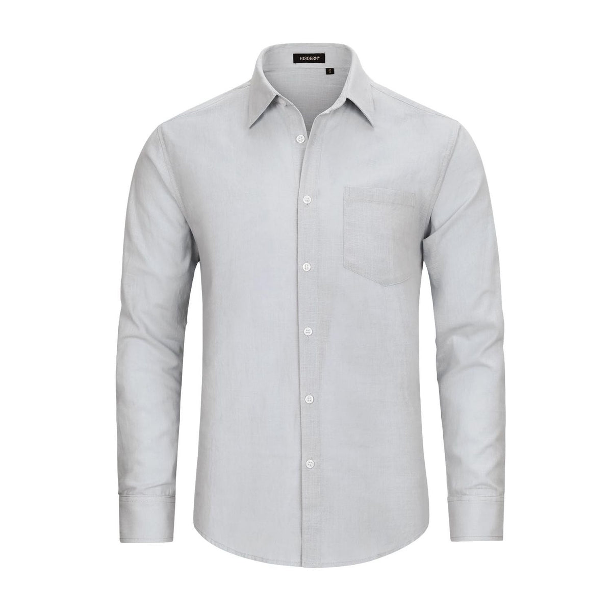 Men's Long Sleeve Grey Casual Linen Shirts for Summer Beach