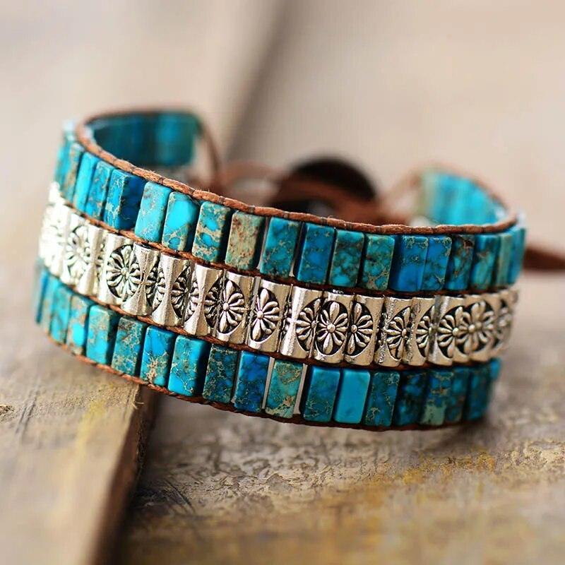 Pulsera Artesanal Turquesa - Piedra Mistica
