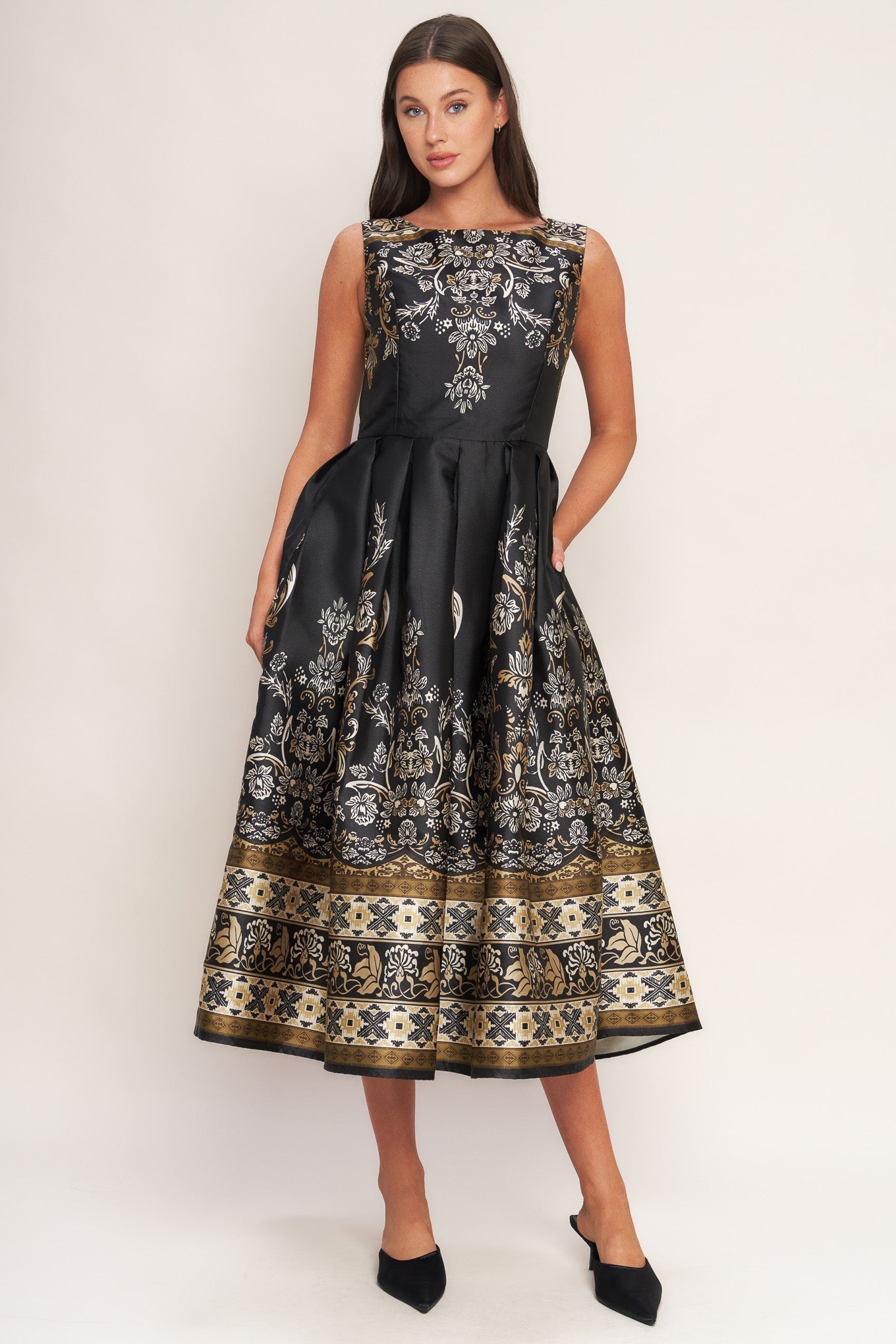Black floral patterned dress