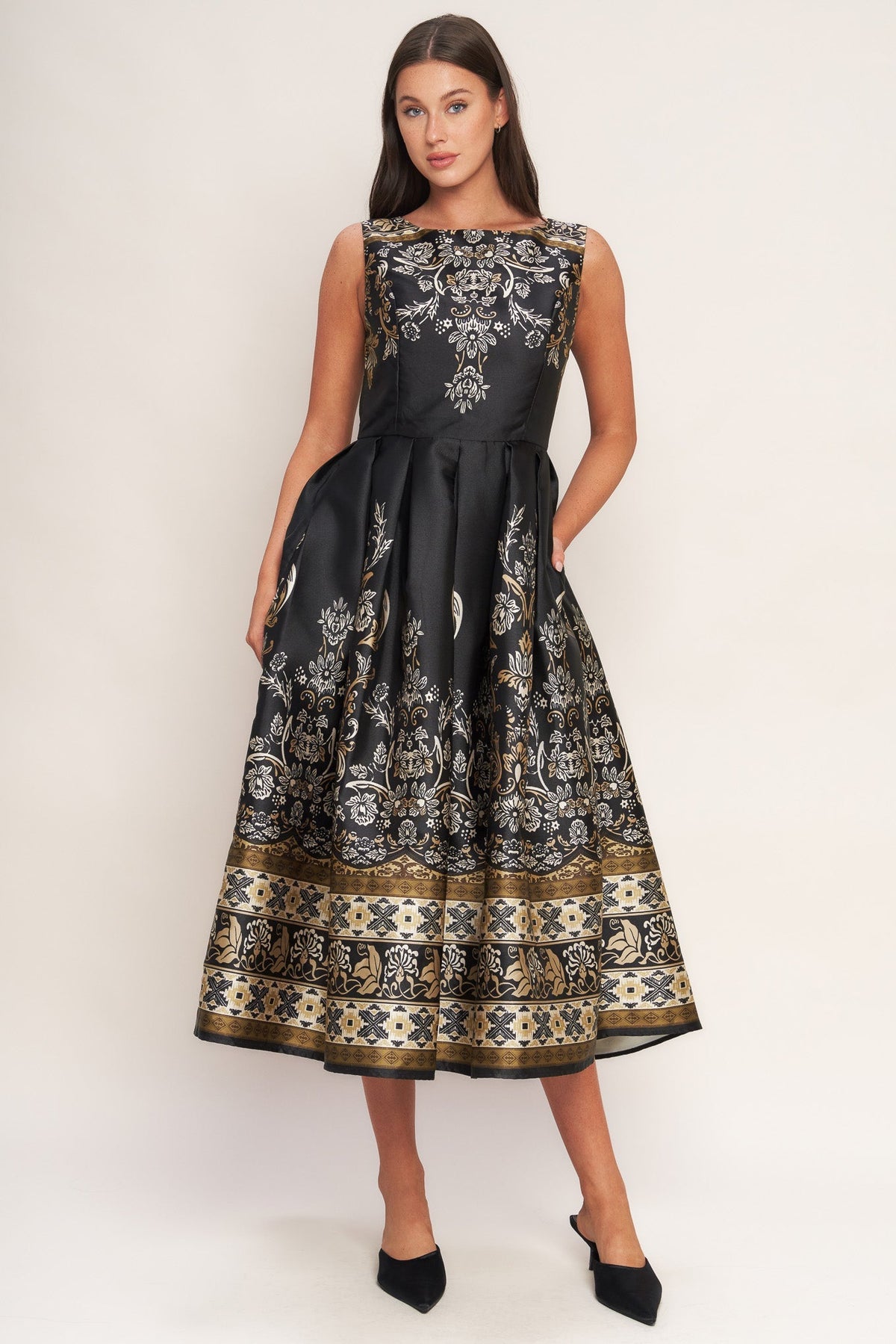 Black floral patterned dress