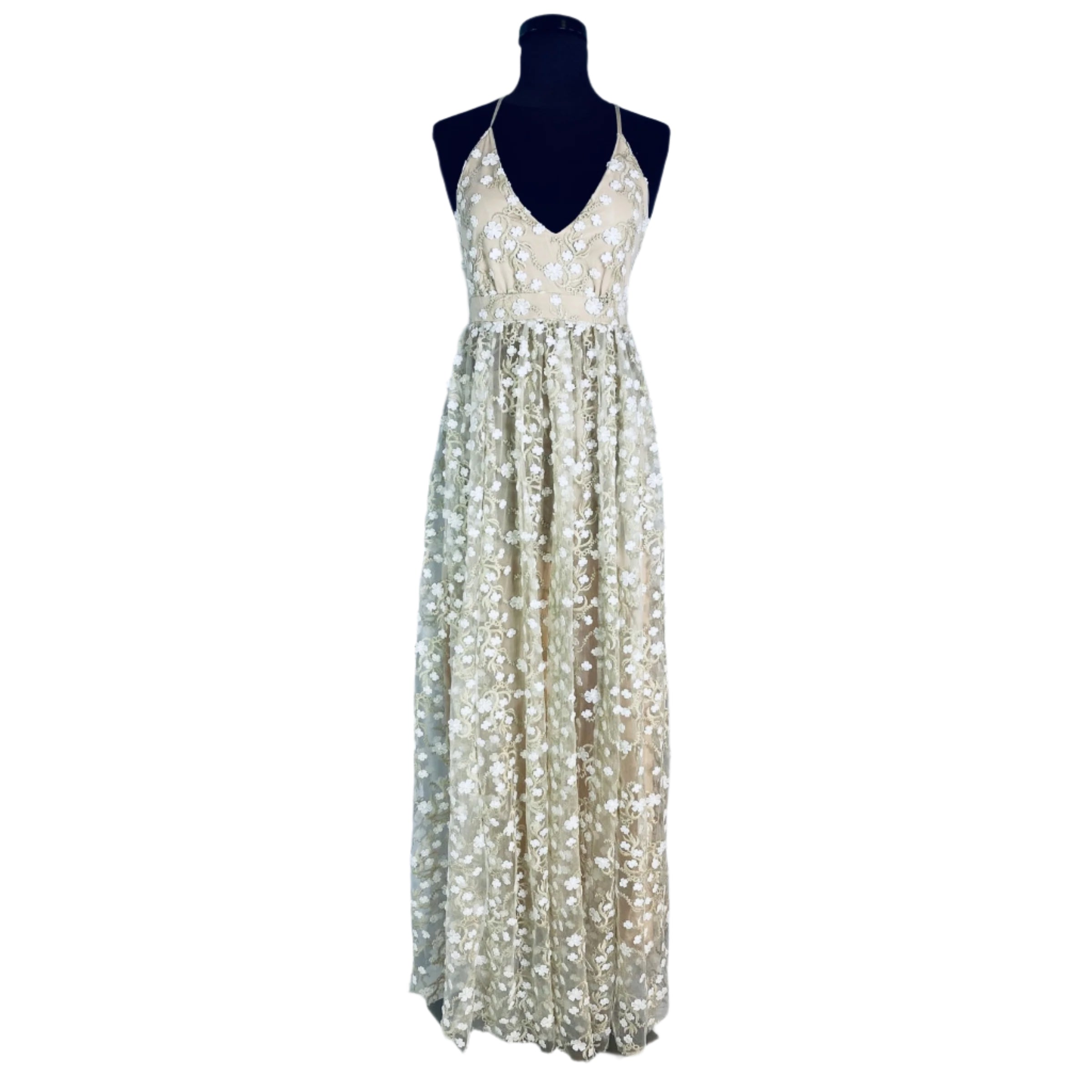 ALTAR’D STATE Caledonia Maxi Dress Ivory/Nude Size XS
