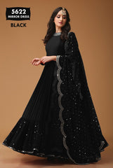 Long Indian Dress With Frill Mirror Hand Work Daman