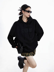 ICH MODE 400G embroidered letters heavy texture hooded sweatshirt American retro loose versatile top for women