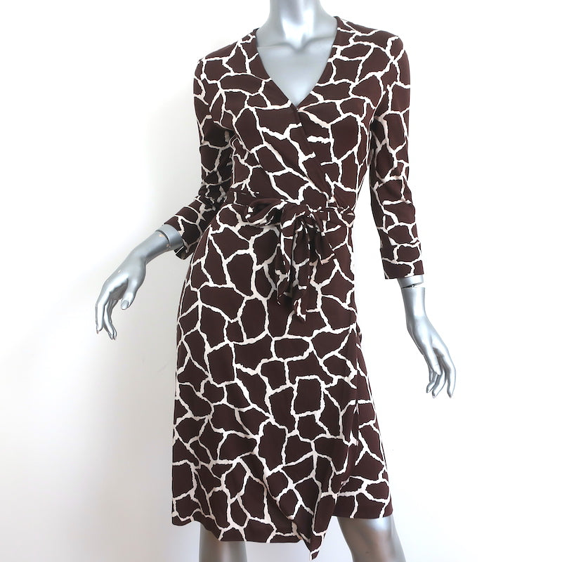Diane von Furstenberg Vintage Julian Wrap Dress Giraffe Print Silk Jersey Size 4