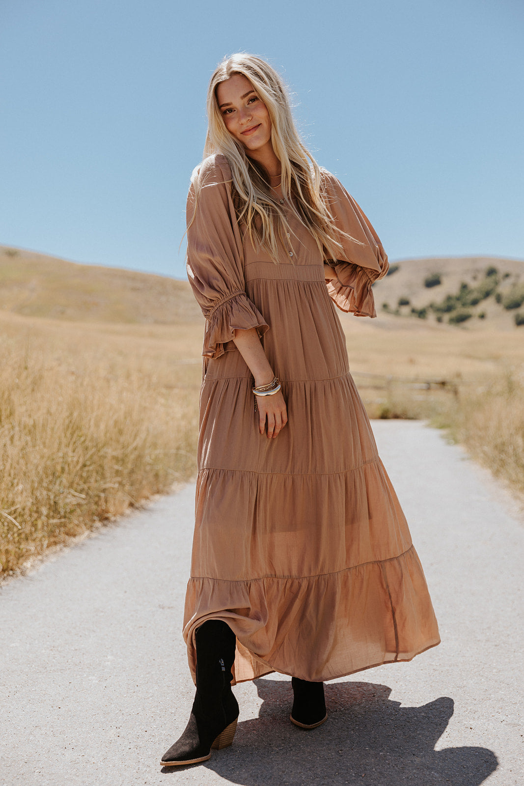 Georgia Tiered Maxi Dress in clay