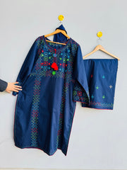 RangReet = Hand Embroidered Kacha Tanka 2pc Suit