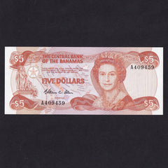 Bahamas (P45a) $5, Allen signature, A409459, UNC