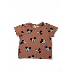 UK 4-6M Coral Mickey Mouse T Shirt - H&M