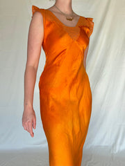 Hand Dyed Fall Orange Silk Slip