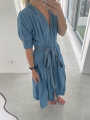 Aje - Denim Midi Dress - 8