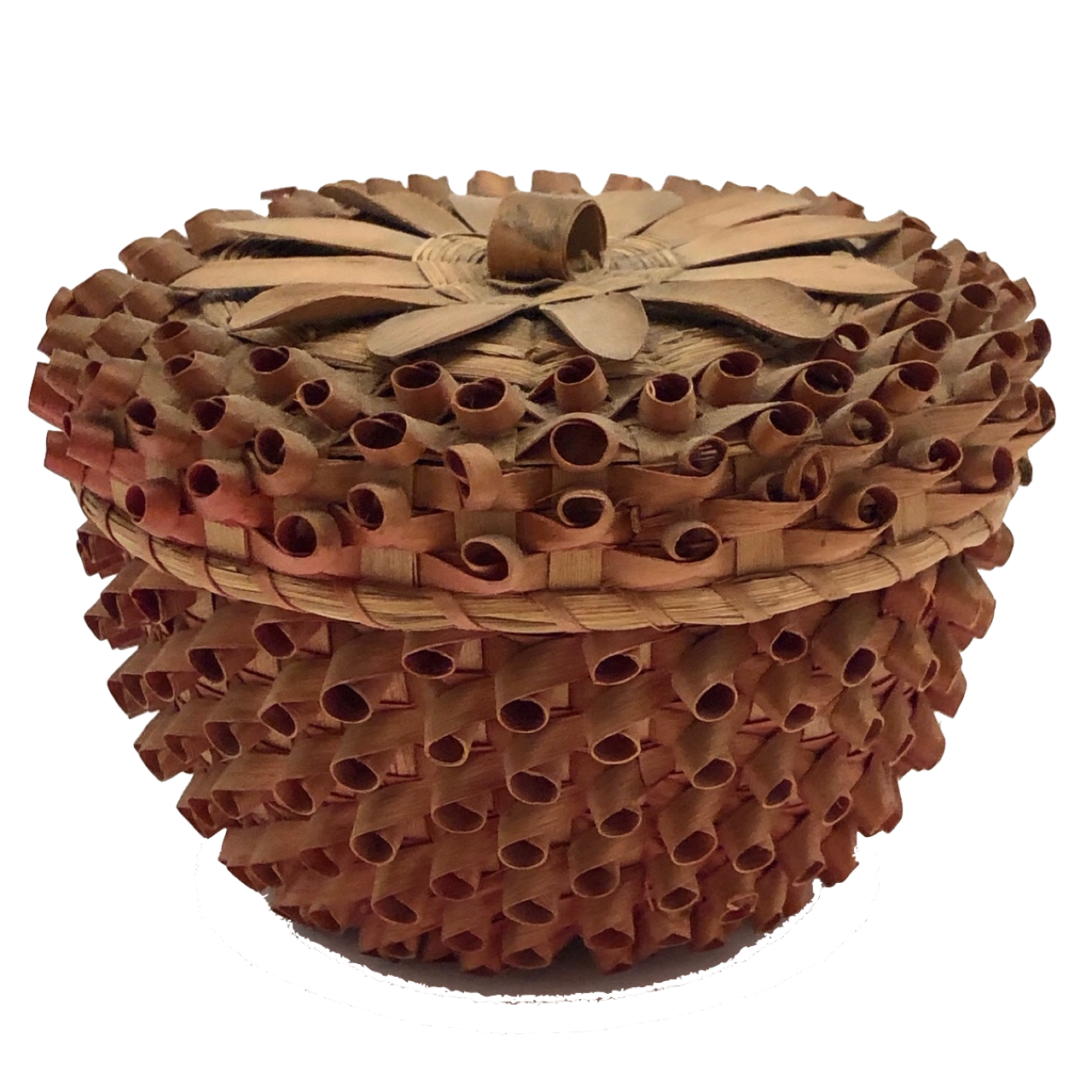 Striking Wabanaki MicMac Lidded Splint and Sweetgrass Porcupine Curl Basket-reserved for JE