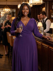 Louise Purple Wrap Fit & Flare Dress