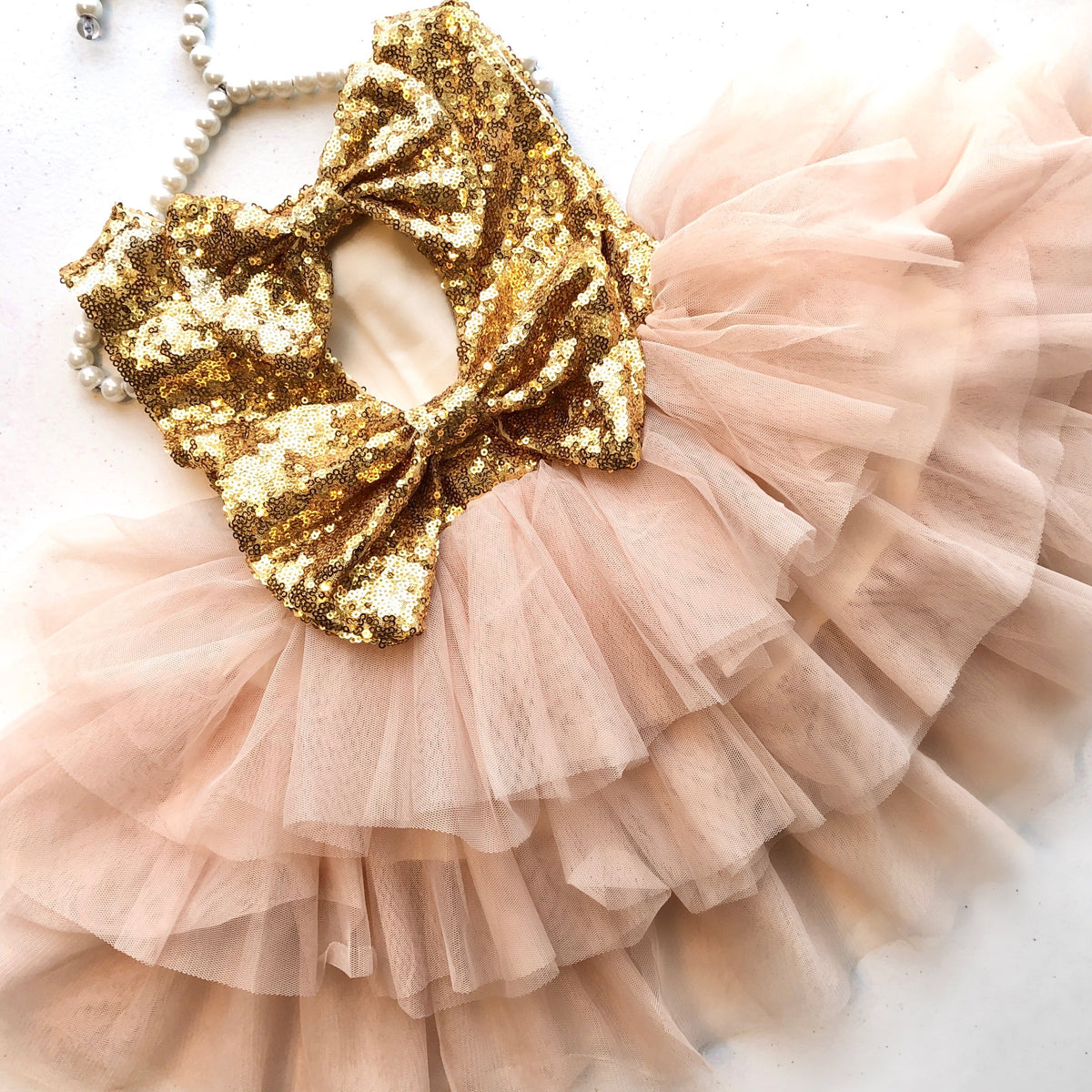 Fancy Toddler Dress Gold and Pink Sequin Toddler Dress