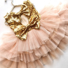 Fancy Toddler Dress Gold and Pink Sequin Toddler Dress