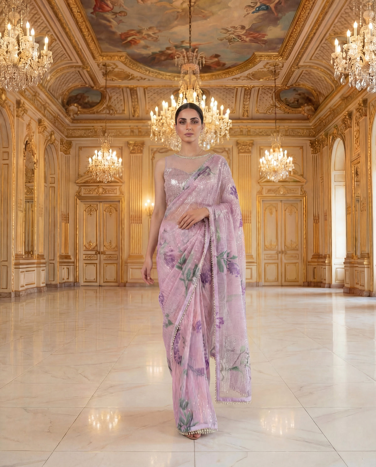 A sequinned sari-(PSC-9)