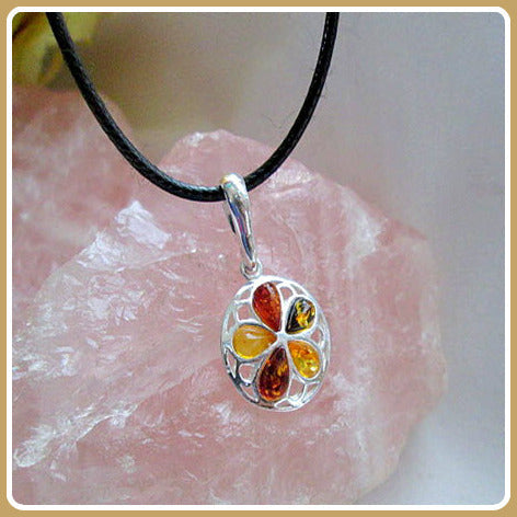 Success & Protection Baltic Amber Sterling Silver Pendant Necklace