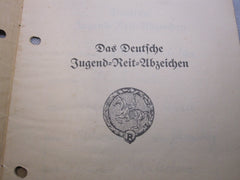 Urkundenheft zum Deutschen Jugend Reit Abzeichen 1933 - 1945 & SA - Reitersturm