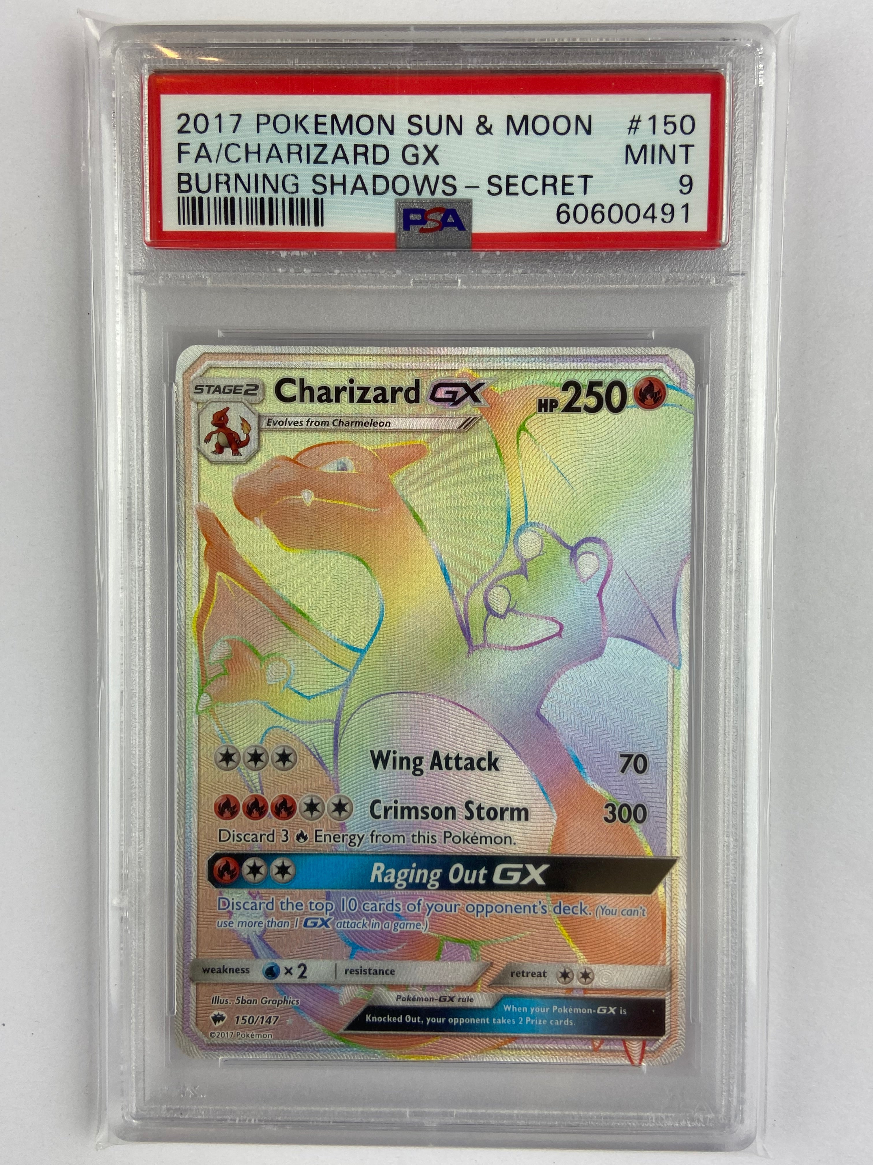 Charizard GX Burning Shadows Rainbow 150/147 PSA 9