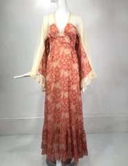 GunneSax By Jessica Tulle Shoulder Angel Sleeve Calico Prairie Dress 1969