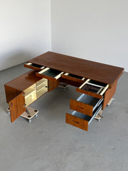 Mid-Century Executive Desk in Walnut Veneer, West Germany