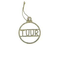 Gepersonaliseerde kerstbal met glitter - 8cm