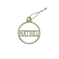 Gepersonaliseerde kerstbal met glitter - 8cm