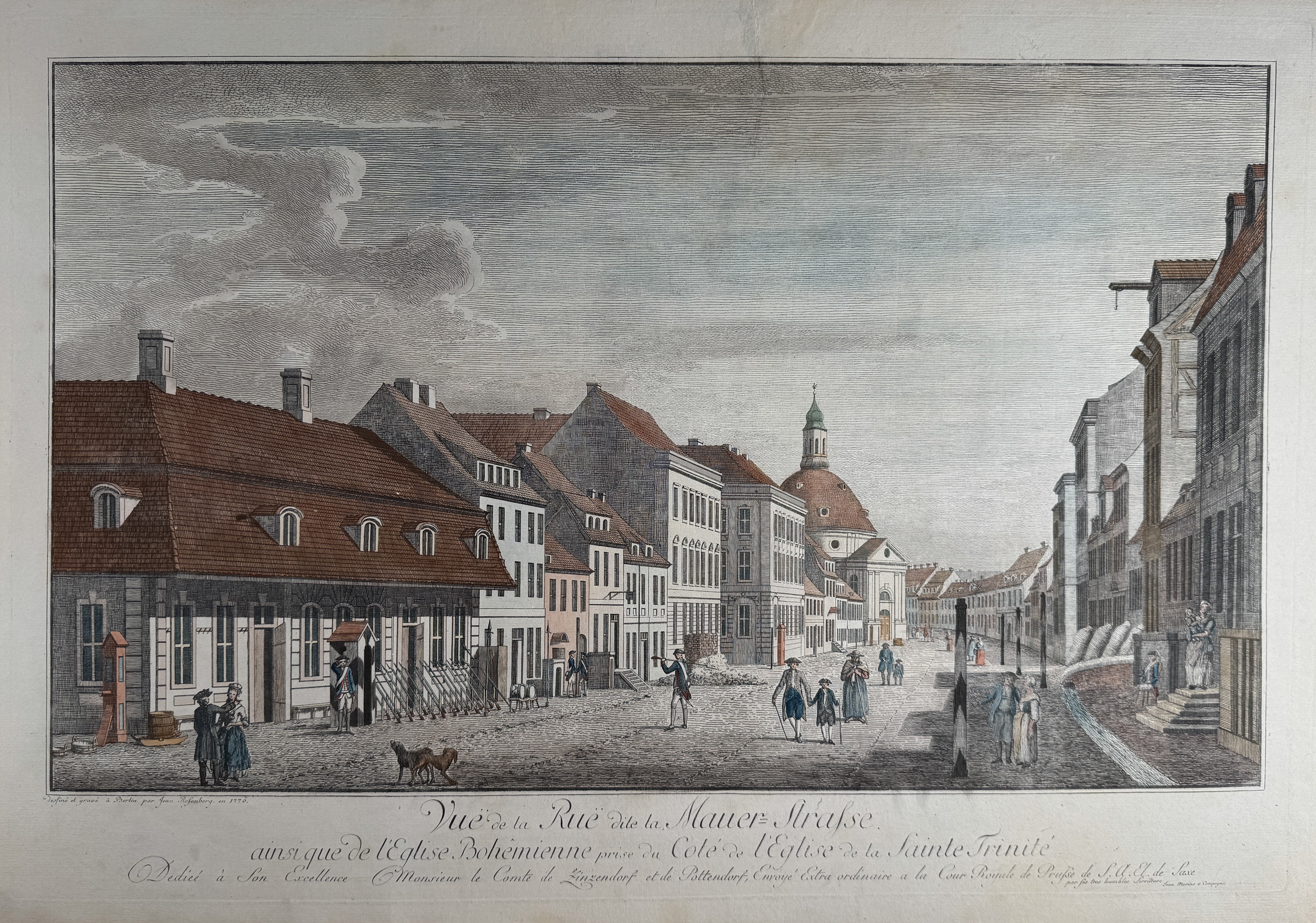 Berlin - Mauerstraße - Mitte : Jean Rosenberg / Jean Morino - Original Kupferstich - 1776