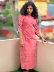 Hand Work Floral Embroidery Design Raw Silk Kurta | DN519
