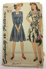 Simplicity 4586 1940s Dress Vintage Sewing Pattern