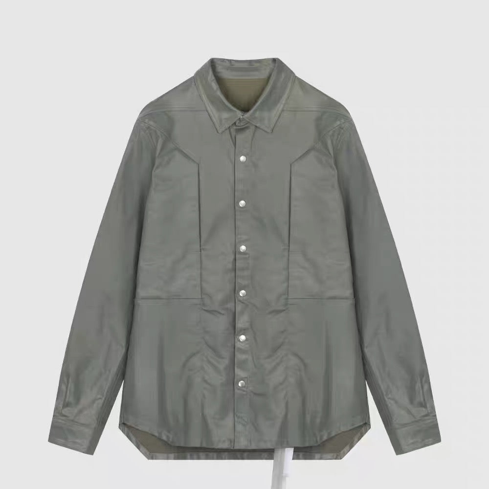 DRKSHDW Rick Owens Moss Green Snap-Button Overshirt