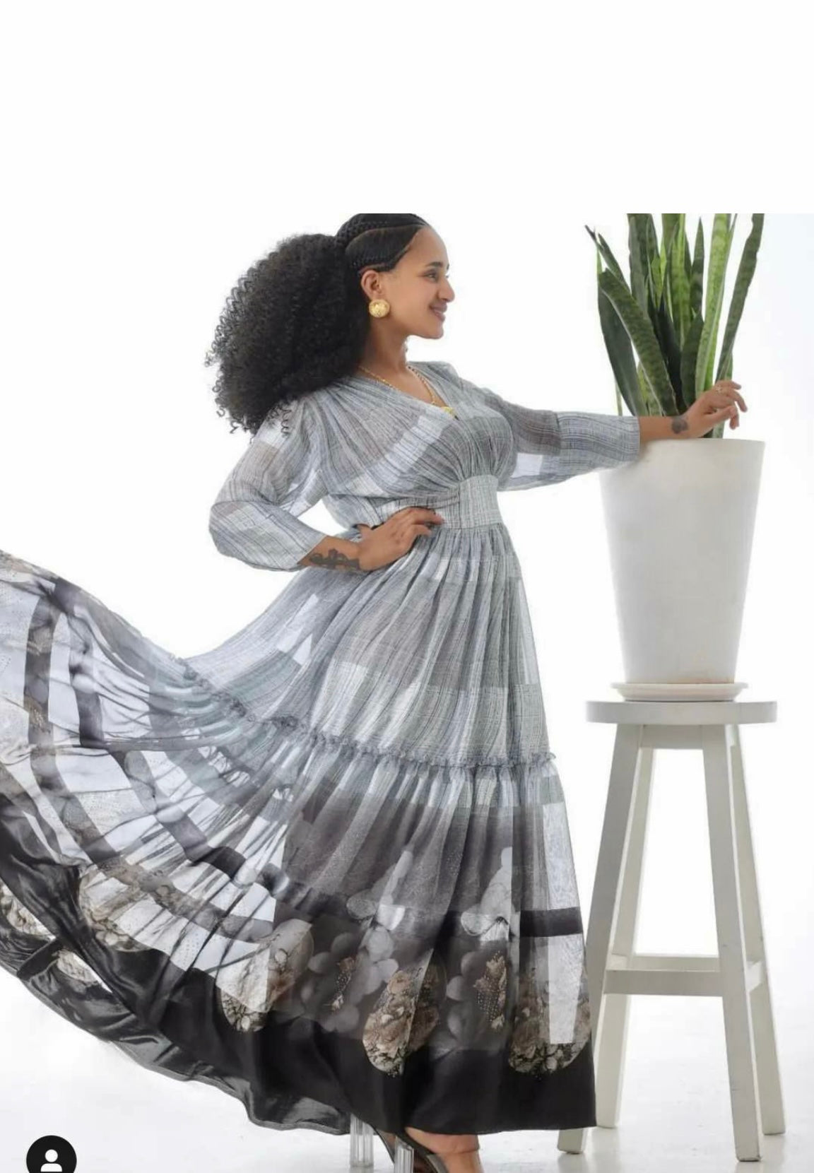 Ethiopian Eritrean Habesha Chiffon Dress