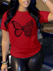 CAMISETA DAMA ROJA MARIPOSA