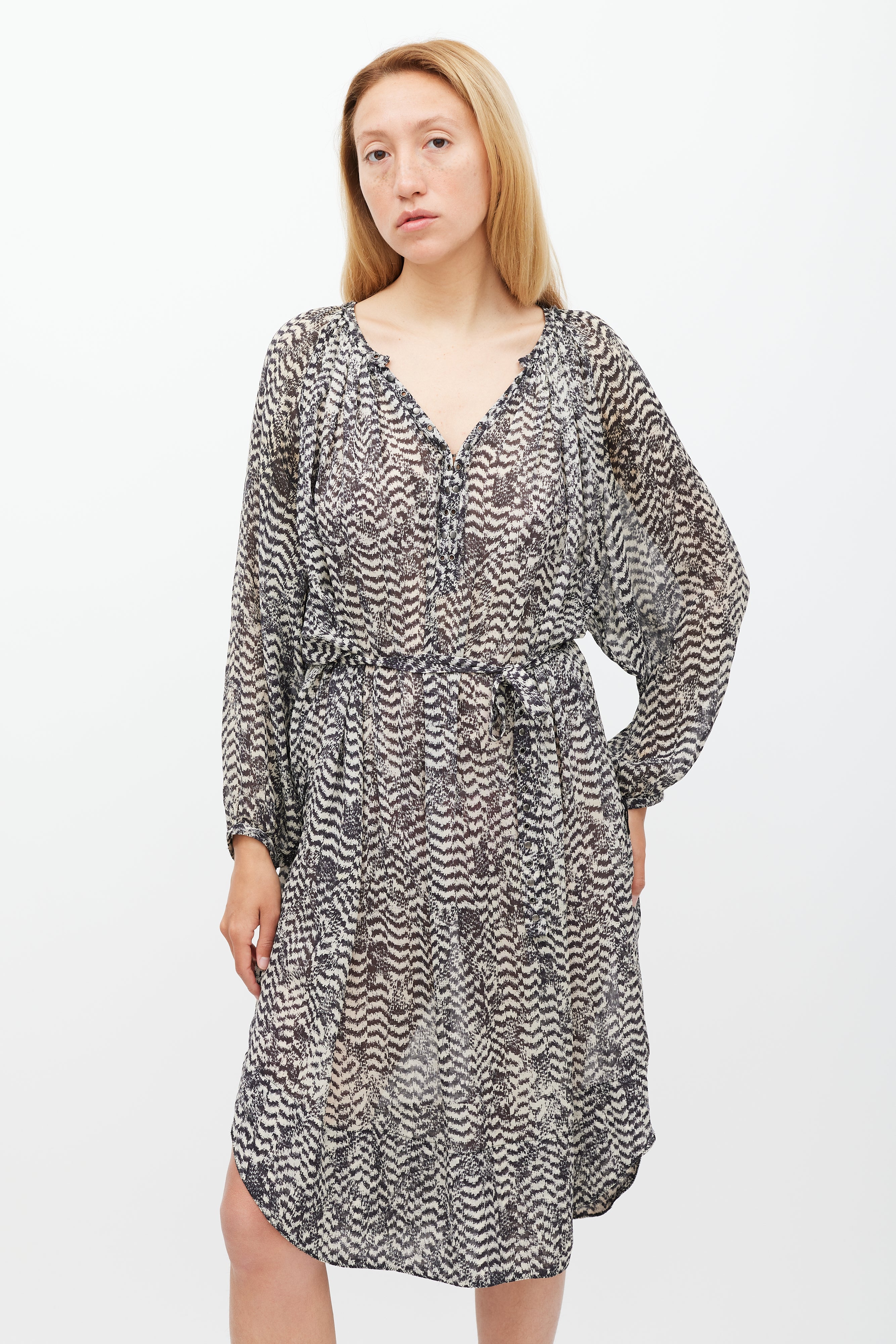 Isabel Marant X H&M Cream & Black Printed Sheer Dress