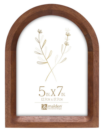 5x7 arched photo frame made from natural mango wood with a smooth finish, perfect for rustic or boho home décor.
