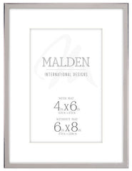 Silver matted 4x6 metal photo frame by Malden with sleek modern finish, perfect for tabletop or wall display.