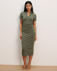 Veronica Beard Besser Polo Midi Dress - Stone Army