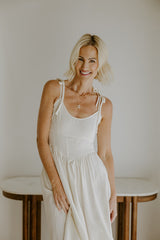 Corset Style Midi Dress - Natural