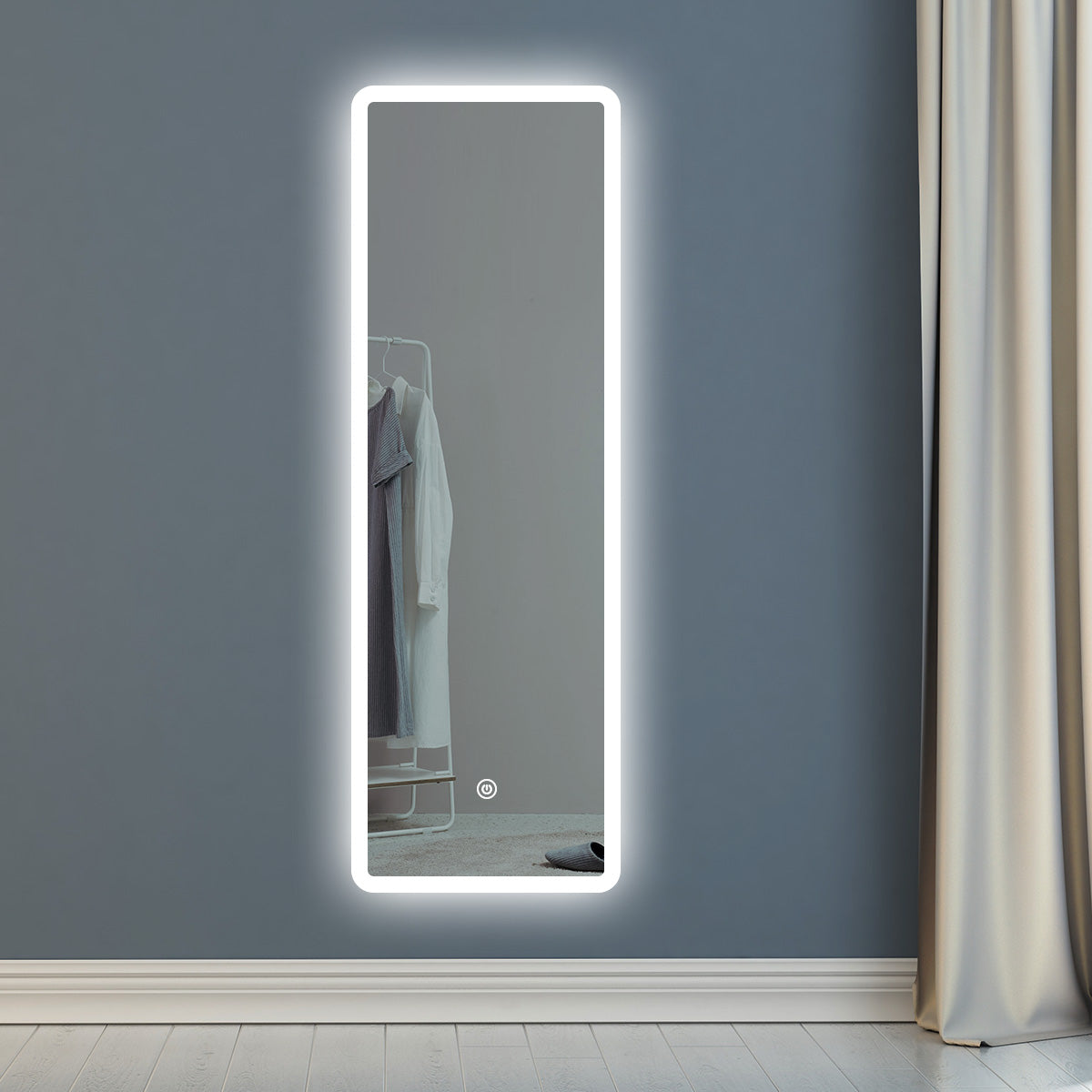 Full-length LED dressing mirror with lights, tall wall mount
