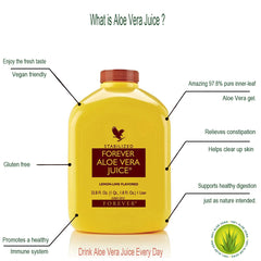 FOREVER ALOE VERA JUICE 33.8Oz Lemon Flavored | Natural Antioxidant From Inner Aloe Leaf