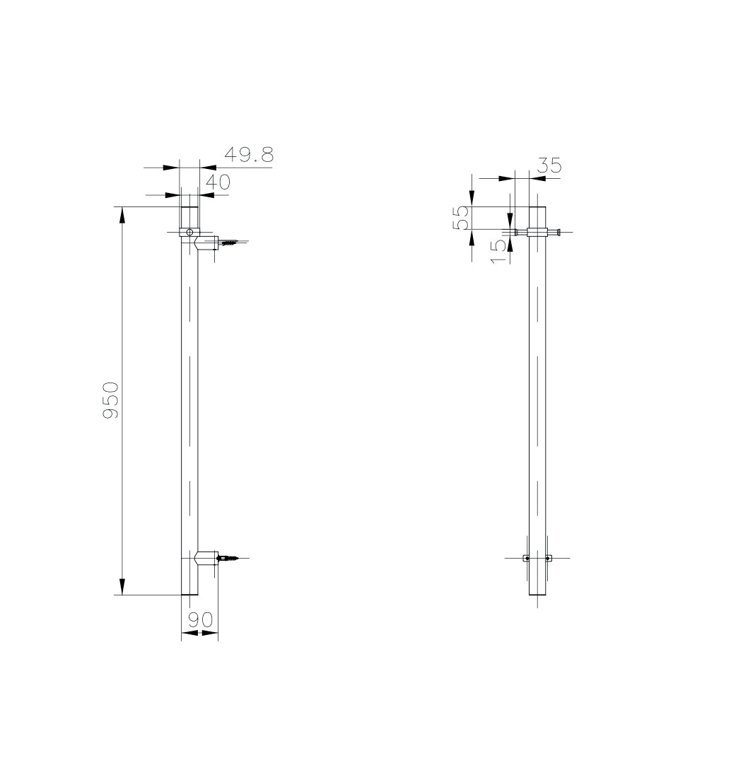 Allegra T-Bar Vertical Heated Towel Rail JY-12V-RVHT-MB - Bathroom Hub