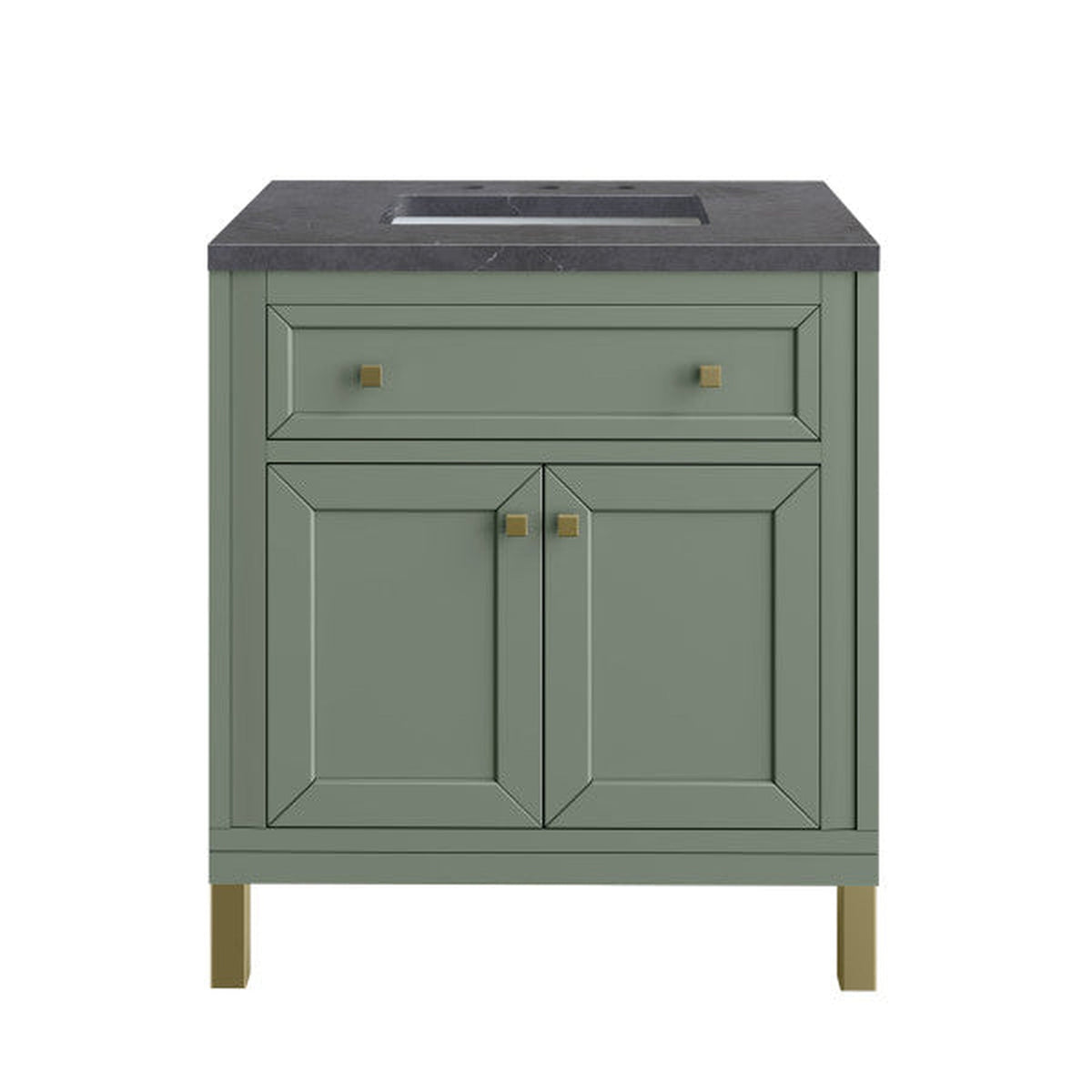 James Martin Vanities Chicago 30" Smokey Celadon Single Vanity With 3cm Charcoal Soapstone Top