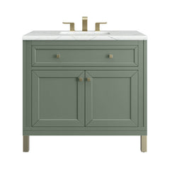 James Martin Vanities Chicago 36" Smokey Celadon Single Vanity With 3cm Ethereal Noctis Top