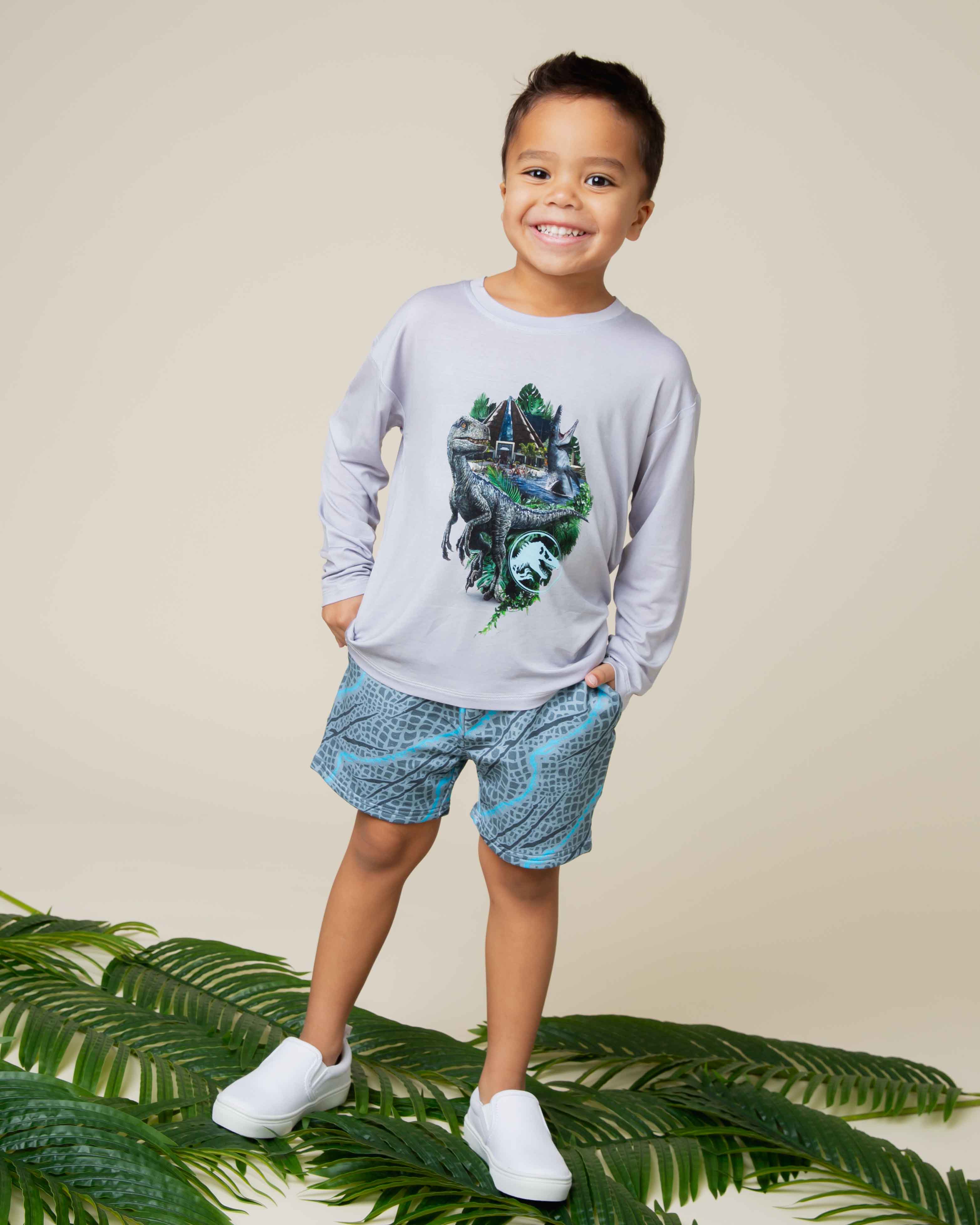 Baby Kids Bamboo Pajamas — Jurassic World™ Indominus Long Sleeve Shirt — Image 1