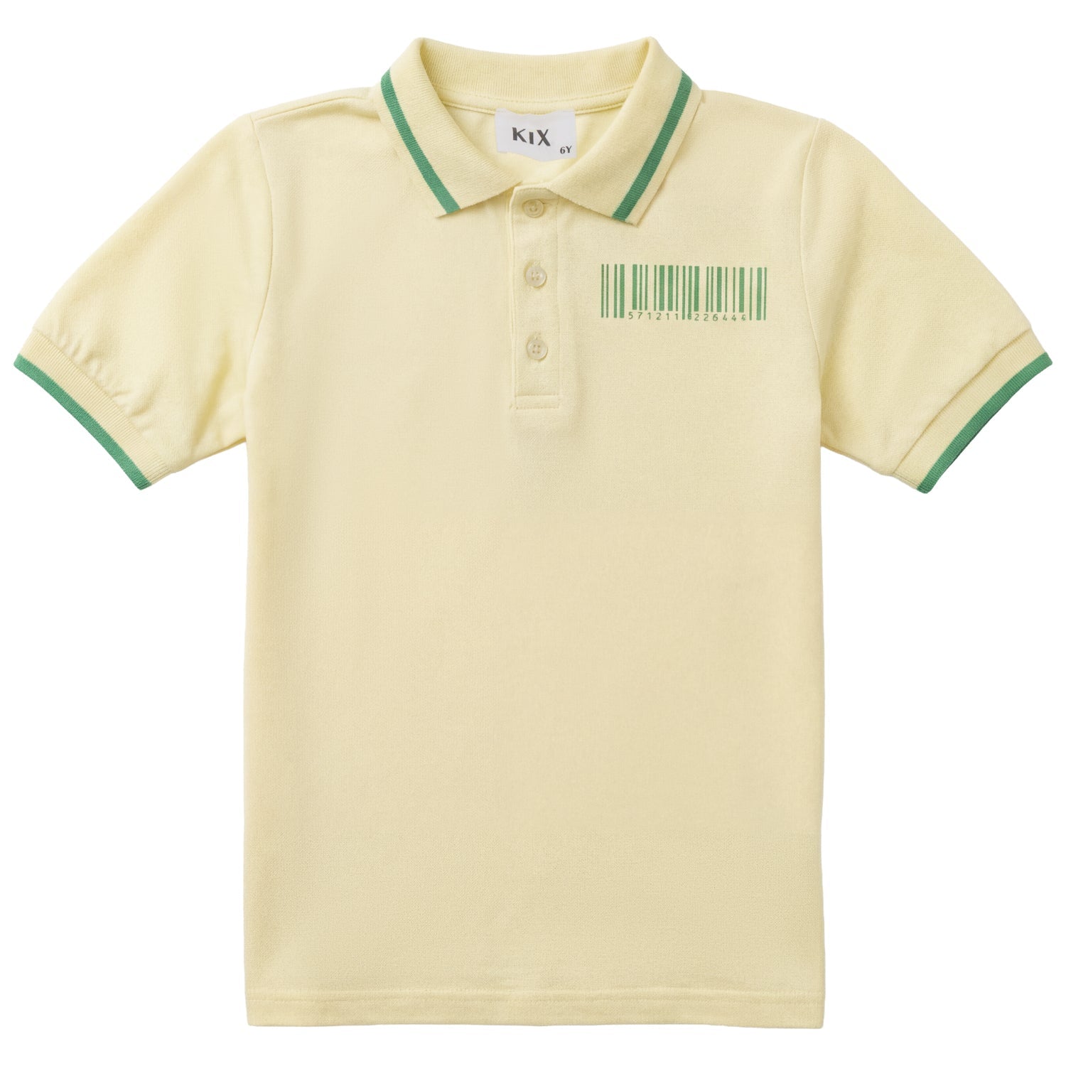 Kix Barcode Print Short Sleeve Yellow Polo