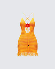 Kavi Yellow Knitted Mini Dress product front