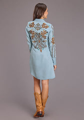 Stetson Women's Allover Embroidered Denim Dress