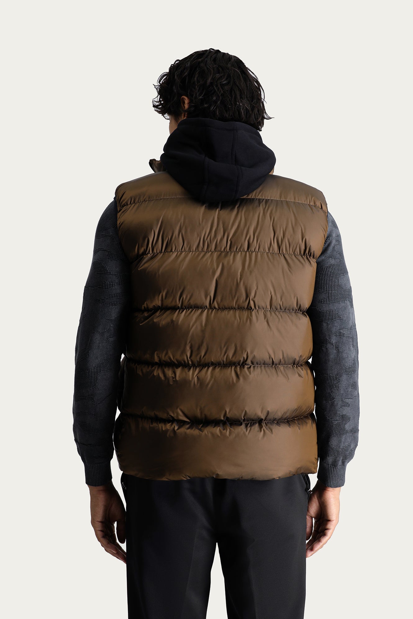 Orta Haki Slim Fit Dar Kesim Kapü?onlu ?i?me Yelek-Ki??l?